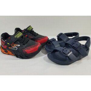 Skechers Kids Flex-Glow Bolt Light-Up Sneakers & Cat & Jack Navy Sandals Size 7